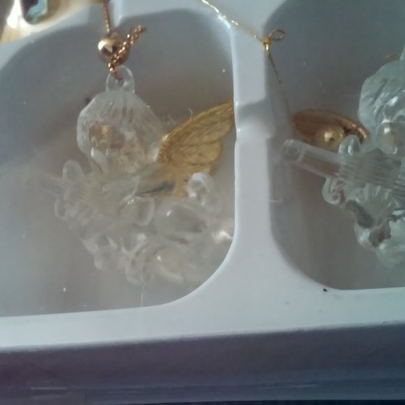 Guardian Angel Wind chimes Gold Top With Clear Angels With Gold Wings New - Picture 3 of 6